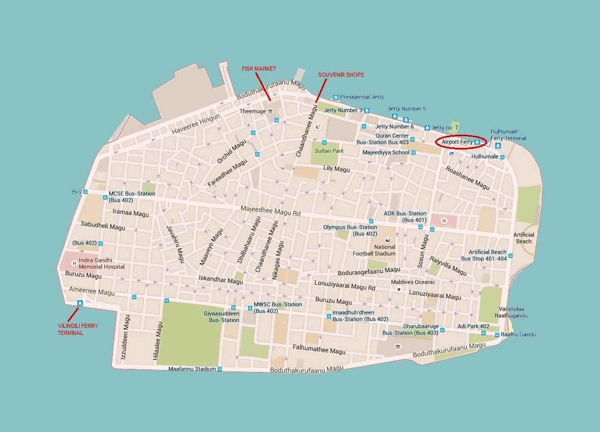 地図の男性の都市モルディブ